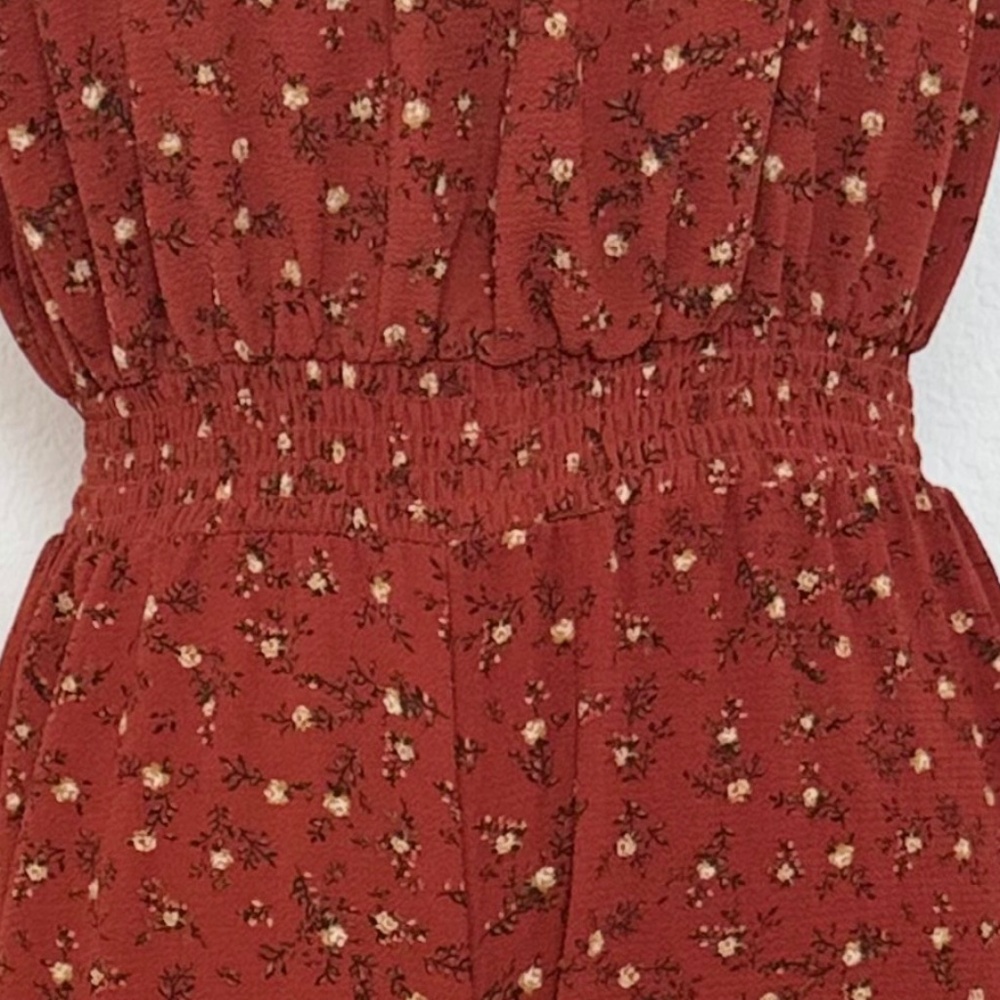 Forever 21 Strapless Floral Wide-Leg Jumpsuit – Rust / Terracotta – Boho Style - Picture 4 of 5